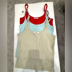 Forever 21 set of 3 Women's Tank Tops Red, Mint, Olive
